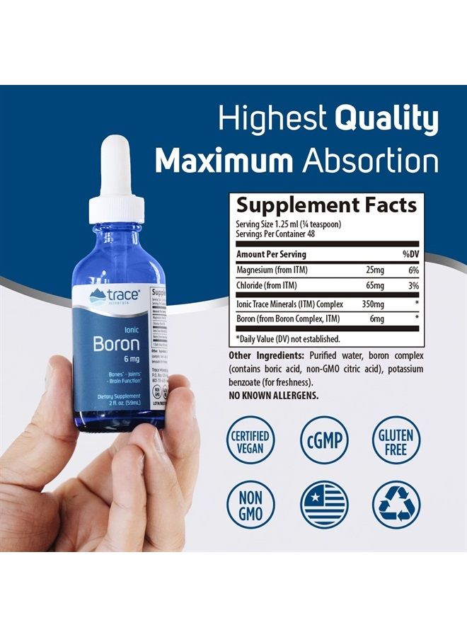 Trace Minerals البورون الأيوني السائل | 6 ملغ بورون | يدعم التمثيل الغذائي الطبيعي للعظام، وظيفة الدماغ وصحة المفاصل | مع المعادن الأثرية الأيونية، المغنيسيوم + الكلوريد | 96 حصة، 2 أونصة سائلة (عبوتين) - Image 2