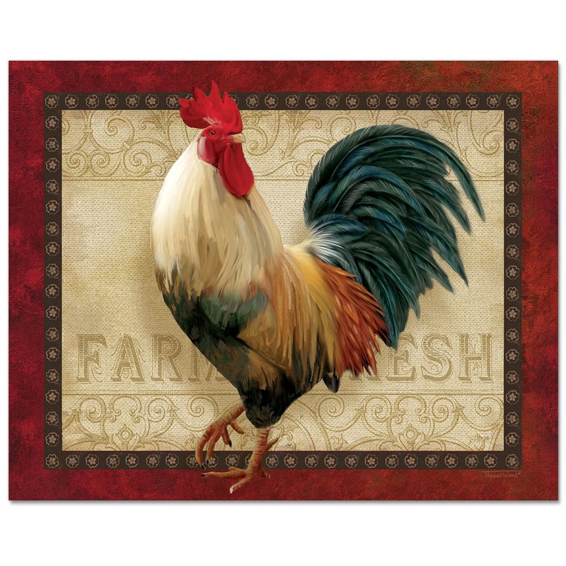 CounterArt Farm Fresh Rooster 3mm Heat Tolerant Tempered Glass Cutting Board 15â€ x 12â€ Manufactured in the USA Dishwasher Safe - Image 1