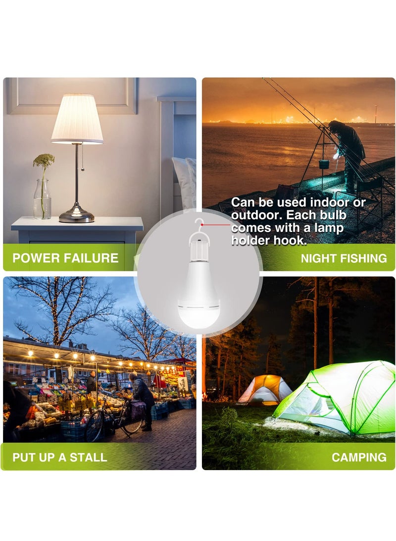 Zikra Emergency LED Rechargeable Light Bulbs - 15W (80W Equivalent) Stay Lit During Power Outages, 1200mAh Self-Charging Battery, Ideal for Home, Camping, and Tents (4-Pack, Daylight) - Image 4