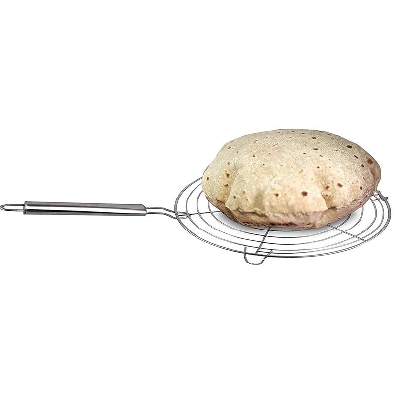 IDEAL PRIME Rust Proof Stainless Steel Round Roti Jali Roaster Papad Jali and Cooking Turner Combo Set Steel Grill Jali Tandoor Grill Chimta Roti Turner Kitchen Tools Pack of 2 - Image 4