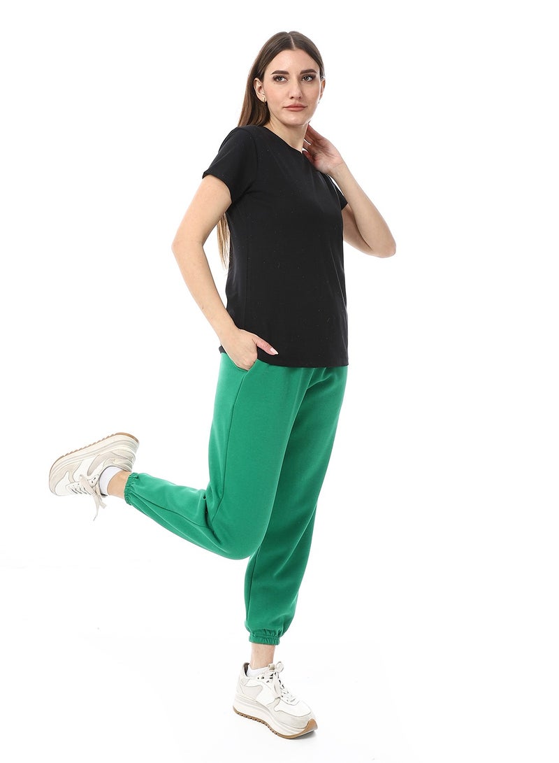 Andora Melton Elastic Sweatpants_Green - Image 5