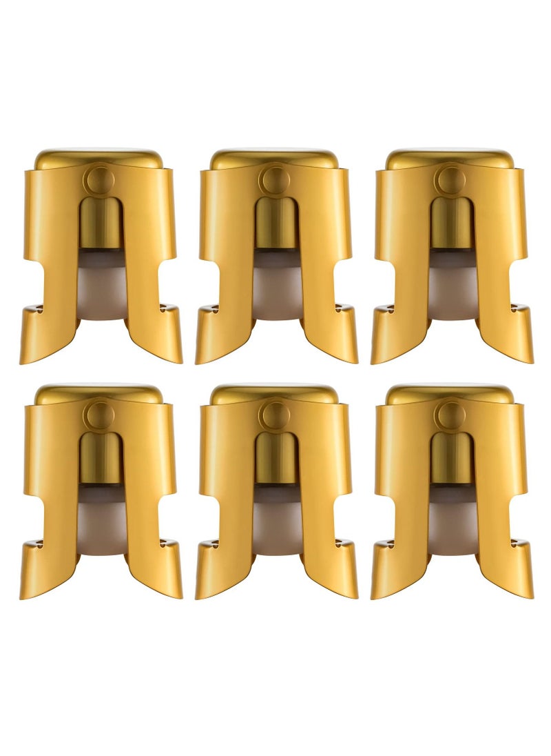 SYOSI 6 Pack Champagne Stoppers Stainless Steel Gold Sealer Stopper  - Image 1