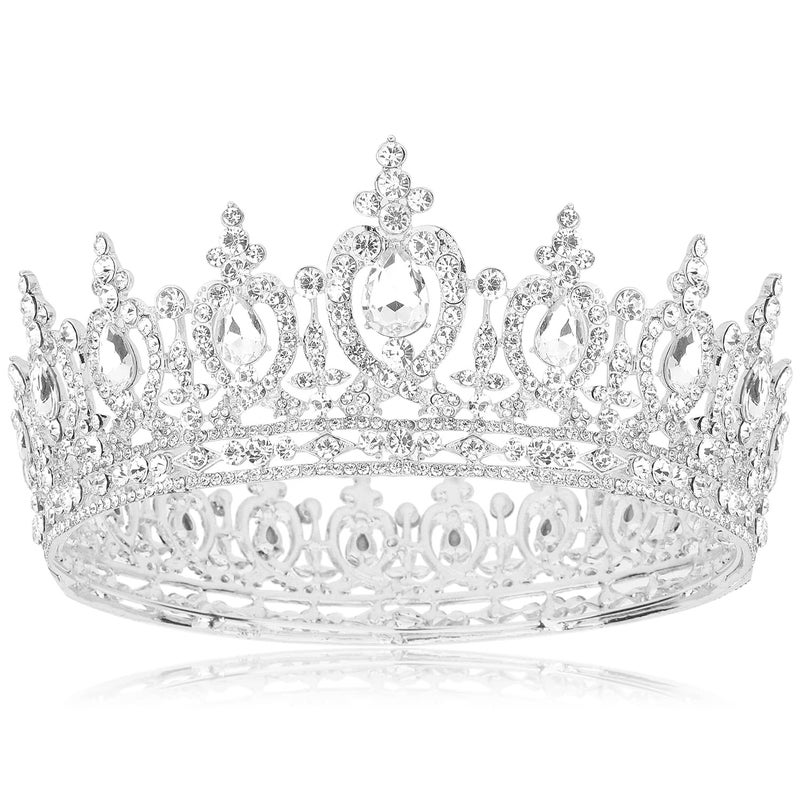 COCIDE Queen Crown for Women Crystal Tiara and Crown for Girl Rhinestones Hair Accessories for Wedding Bride Birthday Party Prom Bridal Bridesmaid Silver