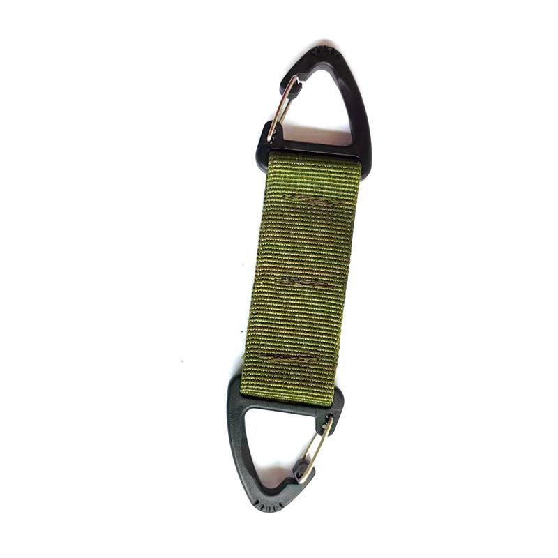 Generic Tactical Nylon Strap Backpack Carabiner Double Point Triangle Multipurpose Army Green 