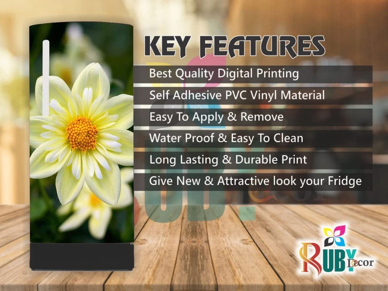 Ruby Décor Decorative Beautiful Flowers Design Sticker Refrigerator Door Sticker PVC Vinyl Fridge Wrap Sticker for Home (120 cm x 60 cm or 48 X 24 Inches)-10