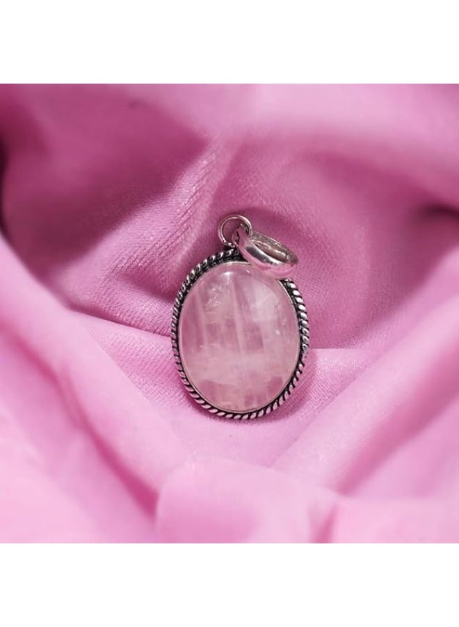 Studd Muffyn | Rose Quartz Crystal Oval Pendant (Without Chain) - Image 3