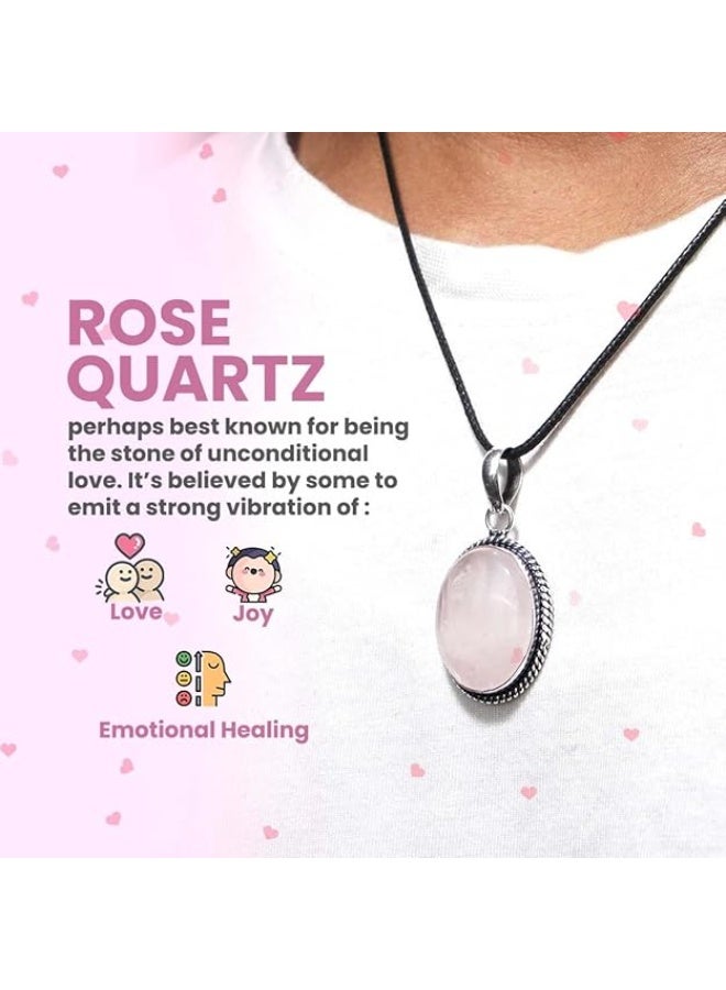 Studd Muffyn | Rose Quartz Crystal Oval Pendant (Without Chain) - Image 2