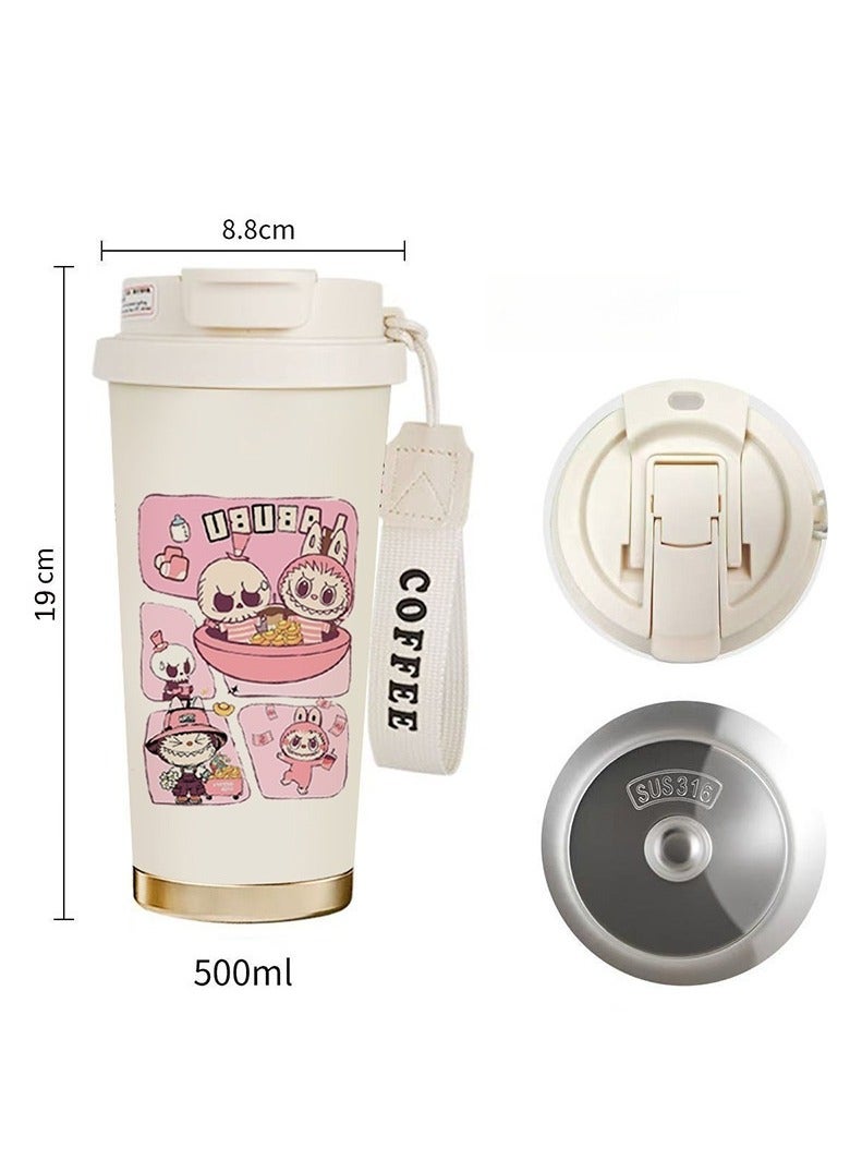 Labubu Series 316 Stainless Steel Vacuum Insulated Cup ,500ML Insulated Keep Cold Cup,Portable Car Dual Drink Thermos Cup - Image 1