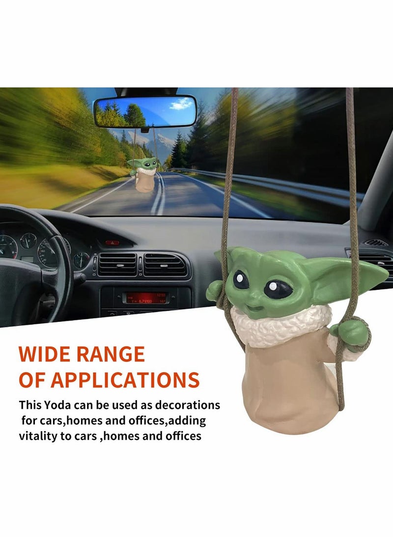 Excefore Car Hanging Accessories Yoda,Swing Smiling Small Yoda Man,Car Mirror Hanging Accessories,car Decoration Charm Pendant,Car Mirror Suspension Decoration,car Charm Decoration - Image 3