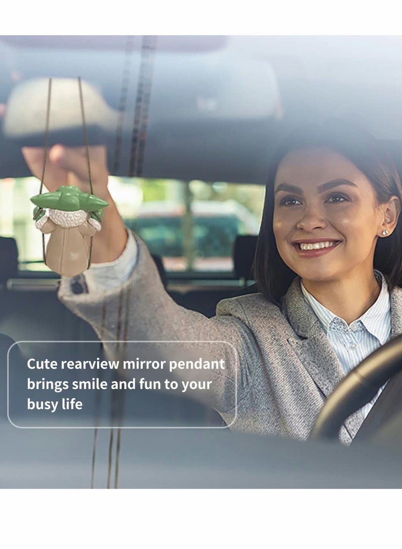 Excefore Car Hanging Accessories Yoda,Swing Smiling Small Yoda Man,Car Mirror Hanging Accessories,car Decoration Charm Pendant,Car Mirror Suspension Decoration,car Charm Decoration - Image 5