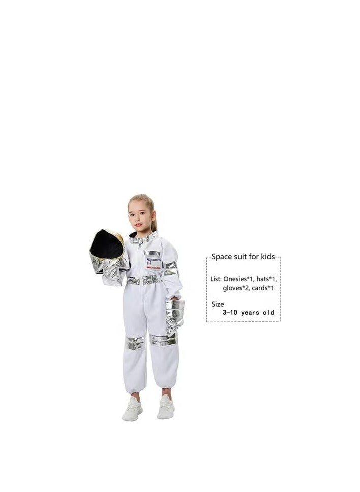 Children Astronaut Space Costume,Boys and Girls Astronaut Costume for Pretend Play,Kids Space Jumpsuit Space Pretend Dress Up Role Play Set for Kids Cosplay Ages 3-10 - Image 2