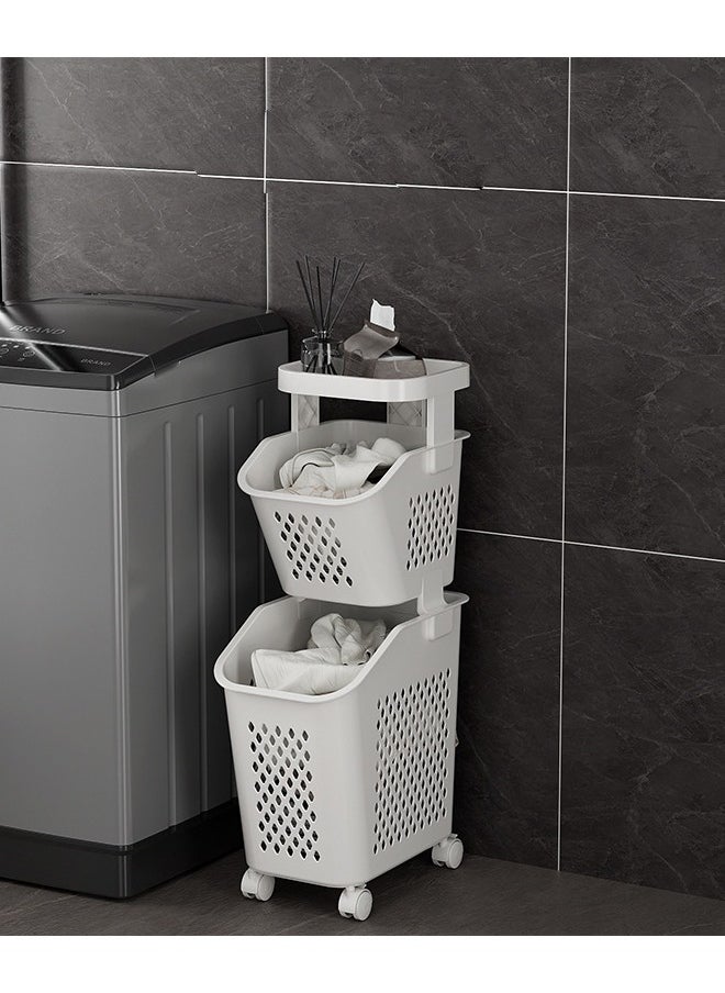 NKX Modern 2 Layers Storage Organizer with Wheels And Storage Table  - Image 1