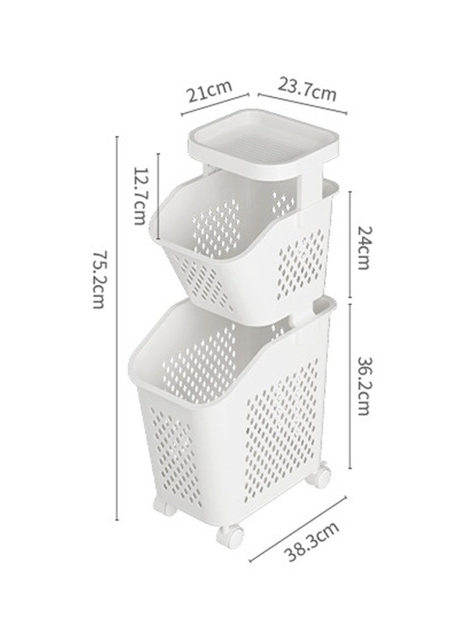 NKX Modern 2 Layers Storage Organizer with Wheels And Storage Table  - Image 3
