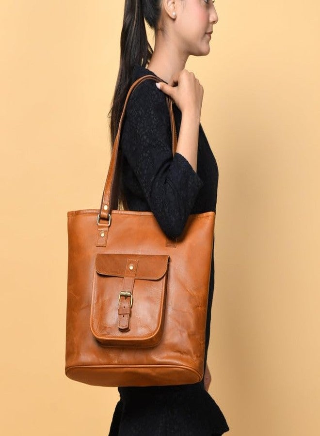 MaheTri Classic Chic Large Genuine Leather Tote Bag for Women | Spacious Everyday & Office Handbag | Comfortable Handles & Multi-Pocket Organisation | Casual & Travel Use - Image 3