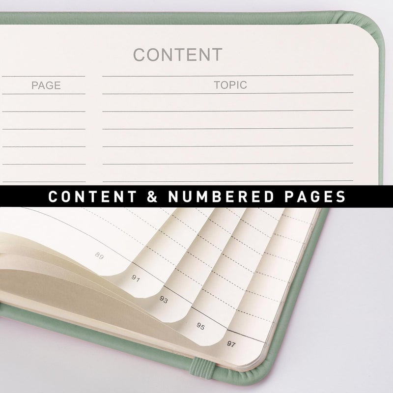Rettacy Lined Journal Notebook  192 Numbered Pages  A5 Medium Size (5.7'' X 8.3'')  For Men & Women  Journaling  Writing  Work & Office  Leather Hardcover  100 Gsm Thick Paper (Sage Green) - Image 4