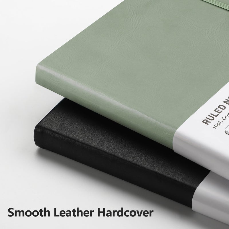 Rettacy Lined Journal Notebook  192 Numbered Pages  A5 Medium Size (5.7'' X 8.3'')  For Men & Women  Journaling  Writing  Work & Office  Leather Hardcover  100 Gsm Thick Paper (Sage Green) - Image 5