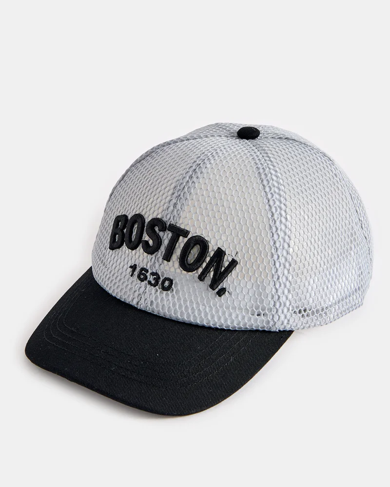 REDTAG Boys Black And White Textured Cap