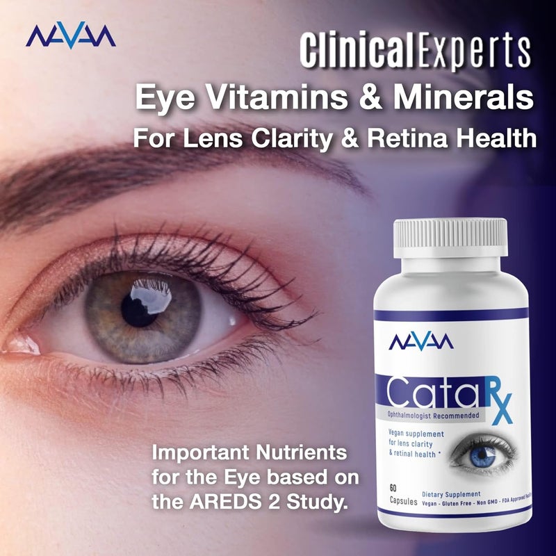 Navan CataRx Antioxidant AREDS 2 Eye Vitamins  Minerals Supplement for Lens Clarity  Retina Health by Clinical Experts  Lutein Zeaxanthin Zinc Vitamin C NAC  Kosher Certified 60 Capsules - Image 2
