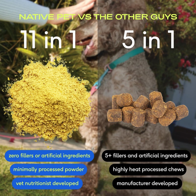 Native Pet Dog Vitamins & Supplements - 11-in-1 Vitamin Powder for Dog Food Topper - Collagen, Glucosamine, Probiotics, Omega & More- Supports Healthy Gut, Mobility & Overall Health - 60 Scoops - Image 5