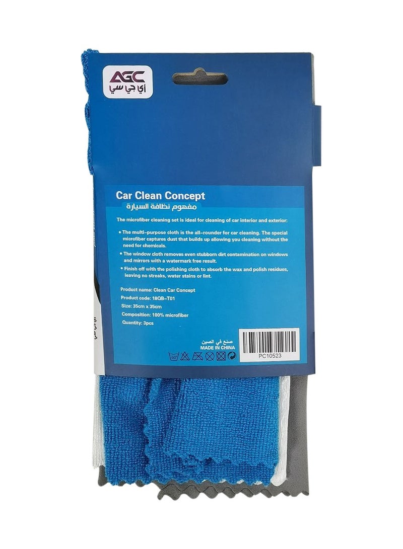 اي جي سي 3 قطع منشفة سيارة ميكروفايبر عالية الجودة 100% ميكروفايبر سيارة 35x35 سم - 18QBT01 - Image 4