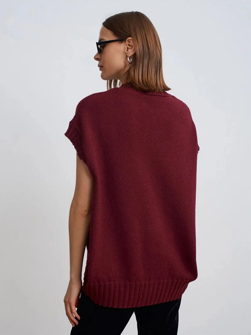 ديلفين DILVIN Oversized Ribbed Knit Sweater Vest