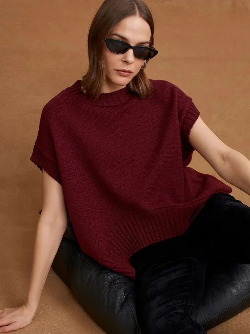 ديلفين DILVIN Oversized Ribbed Knit Sweater Vest