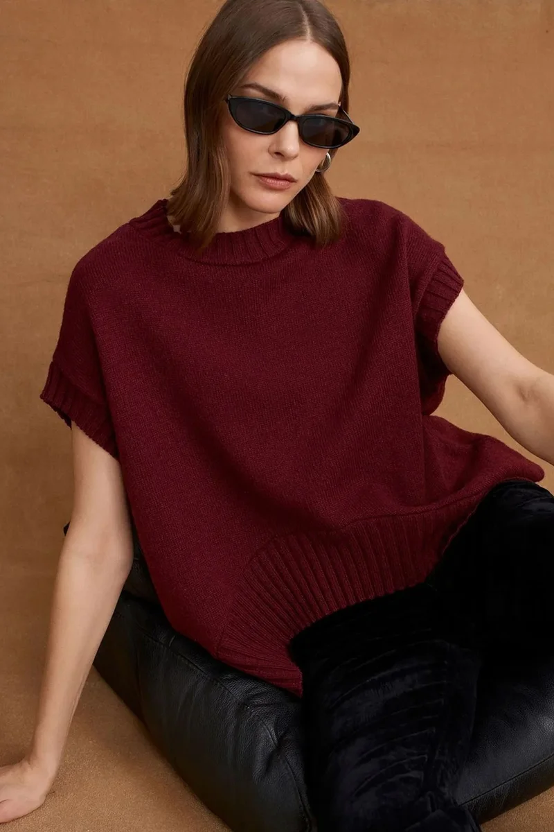 ديلفين DILVIN Oversized Ribbed Knit Sweater Vest