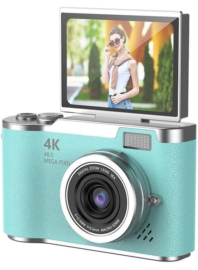 4K Digital Camera 48MP Compact Point And Shoot With 180 Flip Screen 8X Zoom Green 32G - Image 2