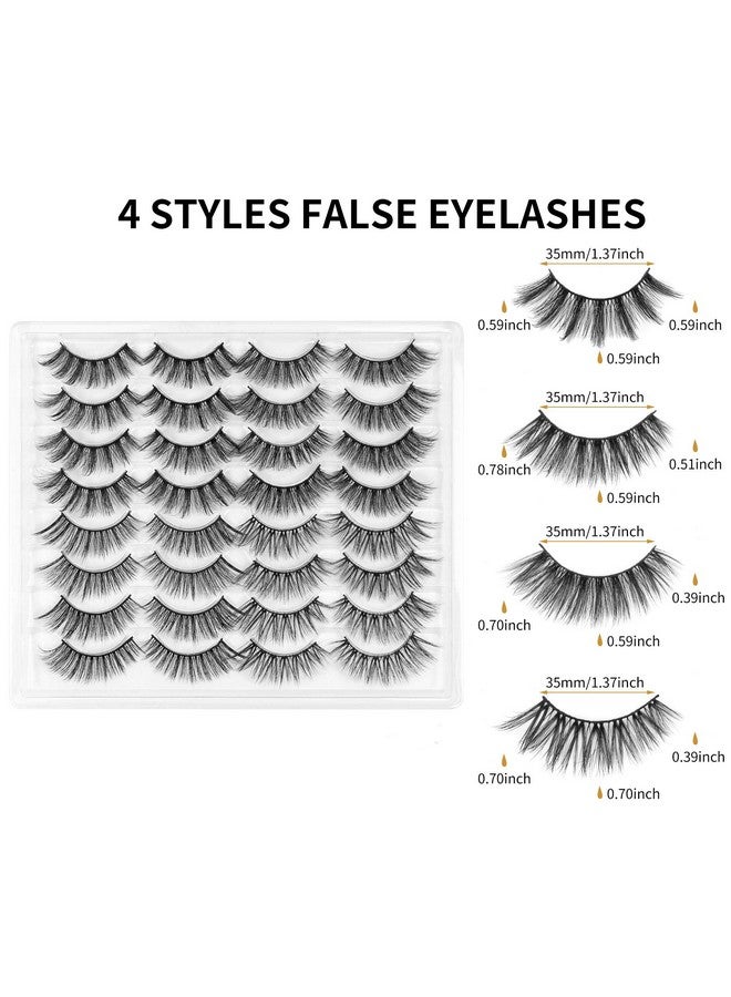 DYSILK 16 Pairs Lashes 6D Mink Eyelashes Faux 4 Styles Mixed Eyelashes Crossed Natural Makeup Packing False Lashes Wispy Volume Long Thick Fake Eyelashes Dramatic Reusable Handmade Lashes No Glue - Image 4
