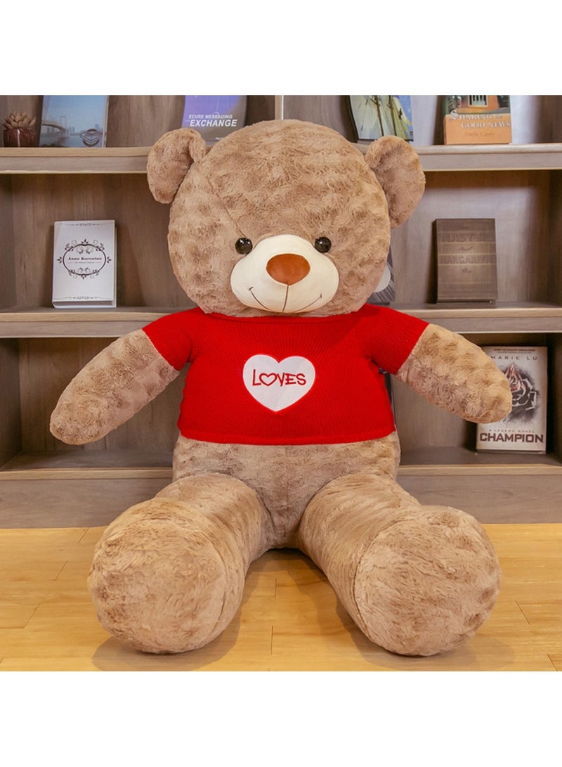 Huitich Dark Brown Plush Teddy Bear with Heart Design Sweater 80cm, 1.5kg  - Image 3