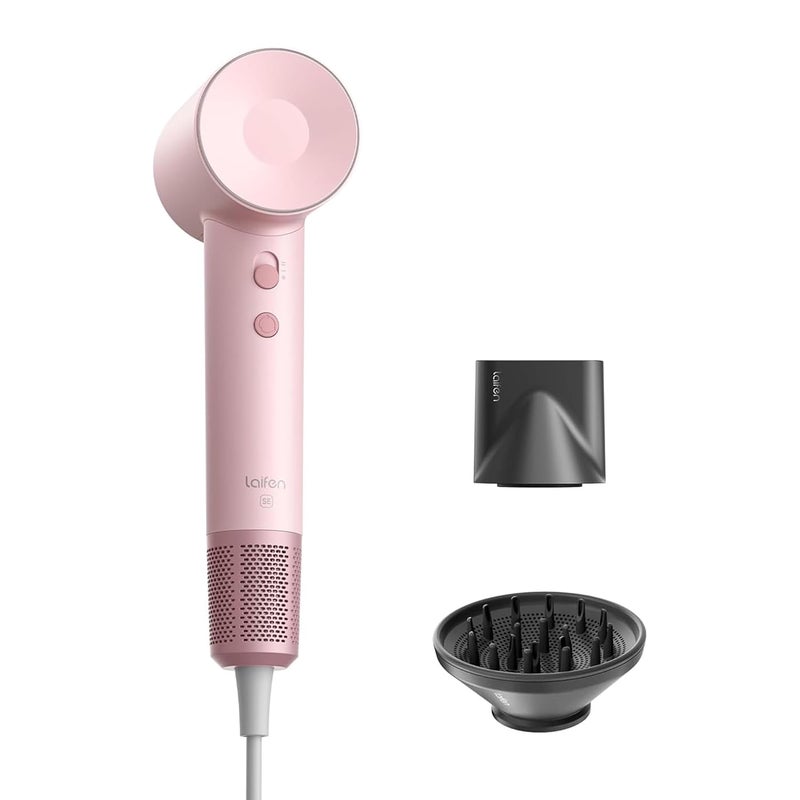 Laifen Hair Dryer SE Matte Pink, 200M Negative Ionic Blow Dryer with 105,000 RPM Brushless Motor 1500W, Powerful Fast Drying, High-Speed, Low Noise Hairdryer with Magnetic Smooth & Diffuser Nozzles - Image 1