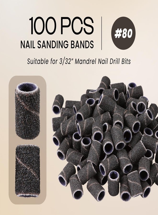 PANA 100 Pieces Nail Sanding Bands Professional Nail Manicure Great Fit for Nail Drill Bits for Acrylic Nails (80 Grit, Black) - Image 2