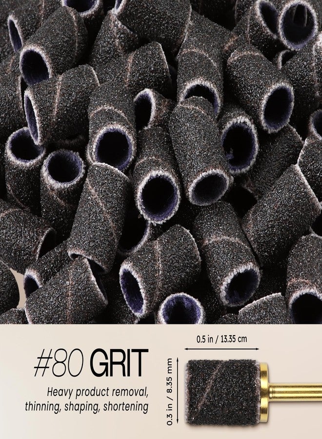 PANA 100 Pieces Nail Sanding Bands Professional Nail Manicure Great Fit for Nail Drill Bits for Acrylic Nails (80 Grit, Black) - Image 3