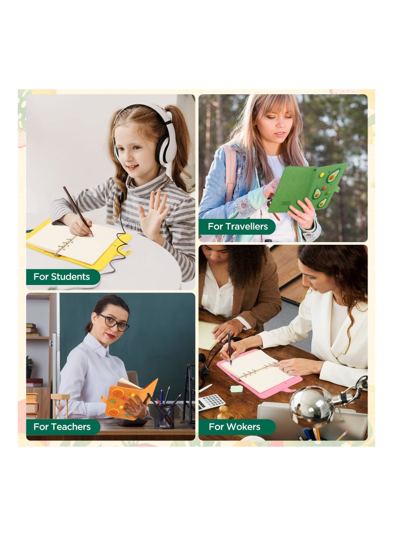 Cute A6 Refillable 6-Ring Binder Cover with 80 Filler Papers, Soft Felt Protector, Snap Button Closure, Ideal for 6-Hole Planner Pages, Perfect for Students, 3D Watermelon Design. - Image 2