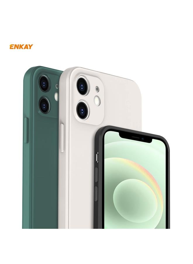 ENKAY Case For iPhone 12 mini Hat-Prince ENK-PC0672 Liquid Silicone Straight Edge Shockproof Case + 0.26mm 9H 2.5D Full Glue Tempered Glass Film - Image 3