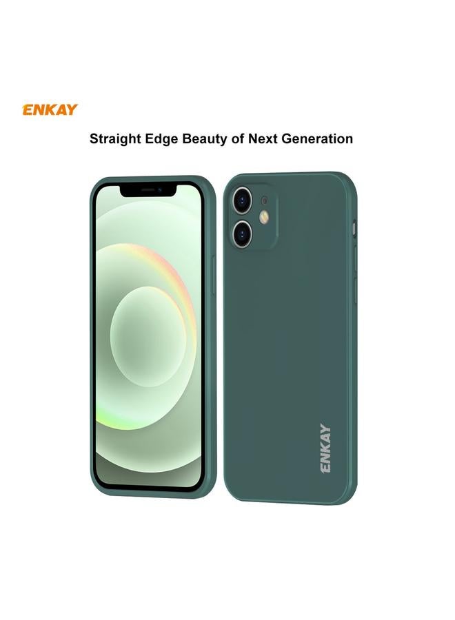 ENKAY Case For iPhone 12 mini Hat-Prince ENK-PC0672 Liquid Silicone Straight Edge Shockproof Case + 0.26mm 9H 2.5D Full Glue Tempered Glass Film - Image 2
