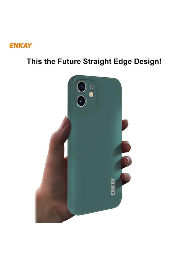 ENKAY Case For iPhone 12 mini Hat-Prince ENK-PC0672 Liquid Silicone Straight Edge Shockproof Case + 0.26mm 9H 2.5D Full Glue Tempered Glass Film - Image 4