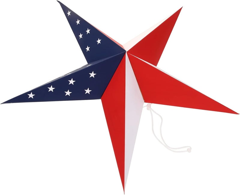 Garneck Independence Day Paper Lampshade Foldable Hanging Star Lampshade 10-Piece Set for Home Decoration - Image 1