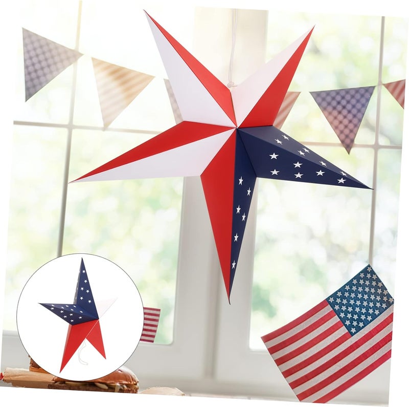 Garneck Independence Day Paper Lampshade Foldable Hanging Star Lampshade 10-Piece Set for Home Decoration - Image 5