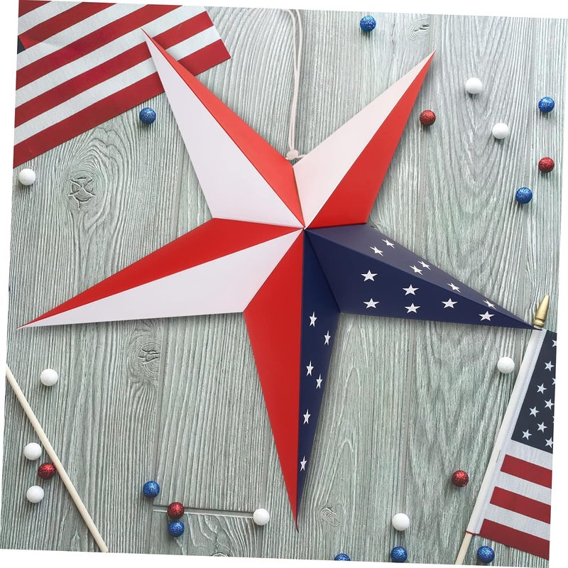 Garneck Independence Day Paper Lampshade Foldable Hanging Star Lampshade 10-Piece Set for Home Decoration - Image 2