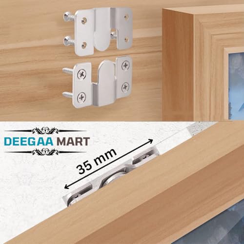 DEEGAA MART Hanging Bracket Flush Mounted Clamp Concealed Bracket Steel Furniture Connector Hooks Picture Mirror Frame Hooks Interlocking Buckle headboard Furniture Connector Hook (Silver, 9) - Image 5