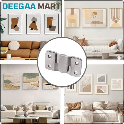 DEEGAA MART Hanging Bracket Flush Mounted Clamp Concealed Bracket Steel Furniture Connector Hooks Picture Mirror Frame Hooks Interlocking Buckle headboard Furniture Connector Hook (Silver, 9) - Image 3