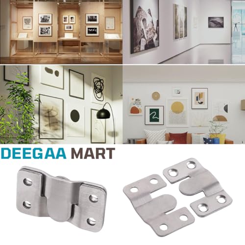 DEEGAA MART Hanging Bracket Flush Mounted Clamp Concealed Bracket Steel Furniture Connector Hooks Picture Mirror Frame Hooks Interlocking Buckle headboard Furniture Connector Hook (Silver, 9) - Image 2