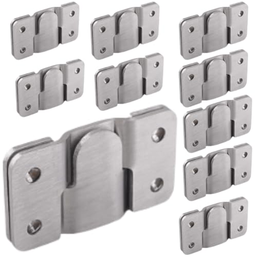 DEEGAA MART Hanging Bracket Flush Mounted Clamp Concealed Bracket Steel Furniture Connector Hooks Picture Mirror Frame Hooks Interlocking Buckle headboard Furniture Connector Hook (Silver, 9) - Image 1