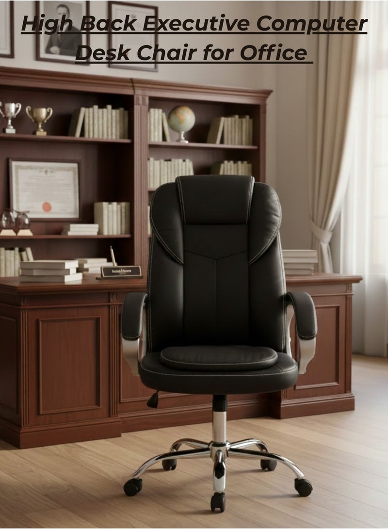 Furalux Executive Office Chair Big and Tall, Premium PU Leather Ergonomic Executive Chair with Adjustable Lumbar Support, High Back Swivel Computer Chair with Rocking Function & Padded Armrests - Image 4