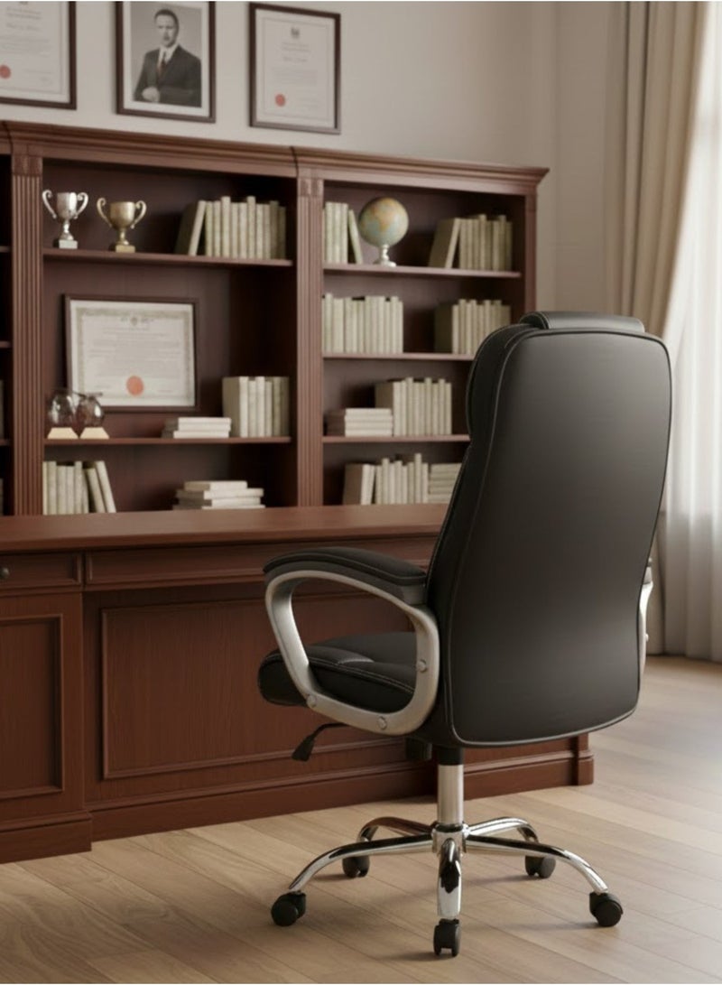 Furalux Executive Office Chair Big and Tall, Premium PU Leather Ergonomic Executive Chair with Adjustable Lumbar Support, High Back Swivel Computer Chair with Rocking Function & Padded Armrests - Image 3