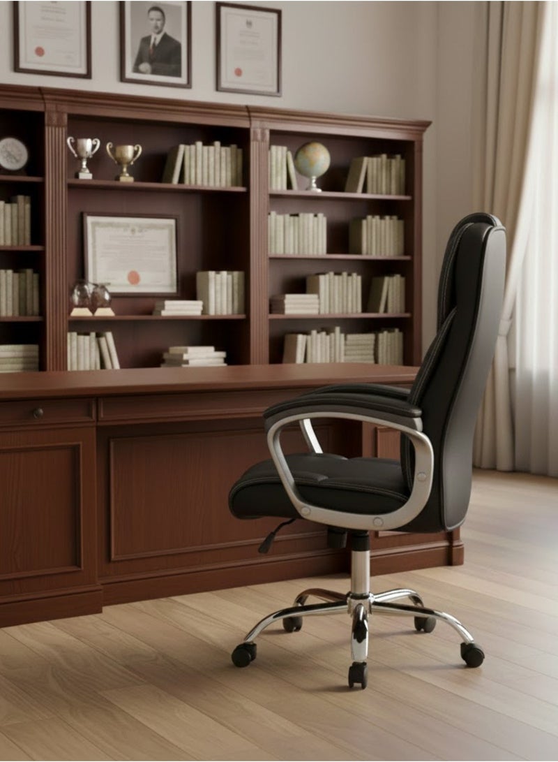 Furalux Executive Office Chair Big and Tall, Premium PU Leather Ergonomic Executive Chair with Adjustable Lumbar Support, High Back Swivel Computer Chair with Rocking Function & Padded Armrests - Image 2