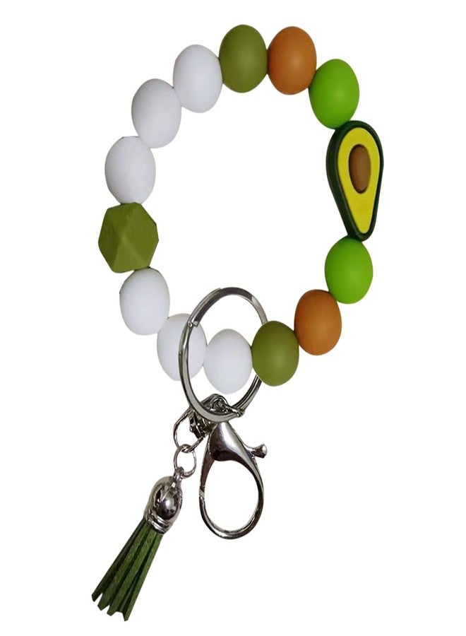 iMagitek Avocado Silicone Wristlet Keychain Avocado Elastic Bracelet Keychain Keyring Gift for Girls Women - Image 1
