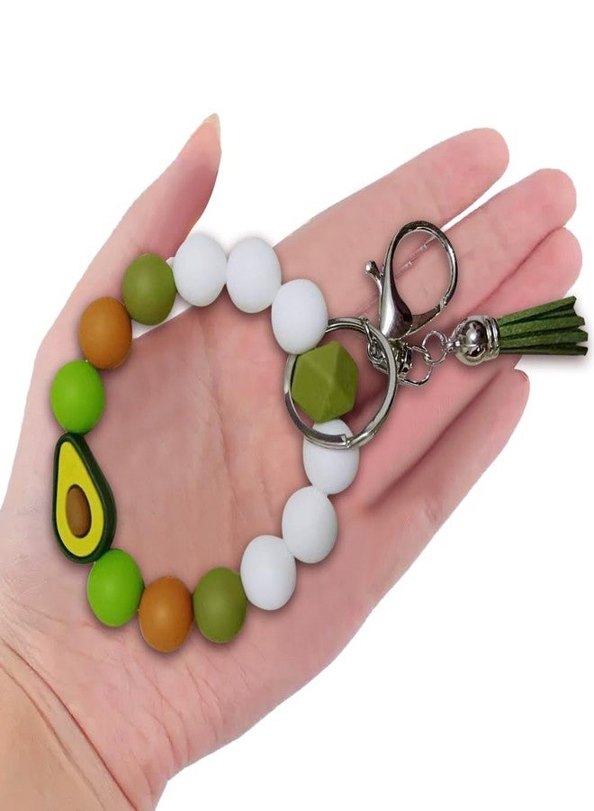 iMagitek Avocado Silicone Wristlet Keychain Avocado Elastic Bracelet Keychain Keyring Gift for Girls Women - Image 3