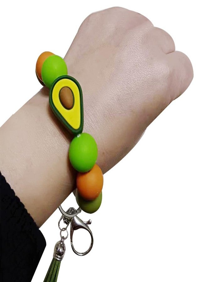 iMagitek Avocado Silicone Wristlet Keychain Avocado Elastic Bracelet Keychain Keyring Gift for Girls Women - Image 4